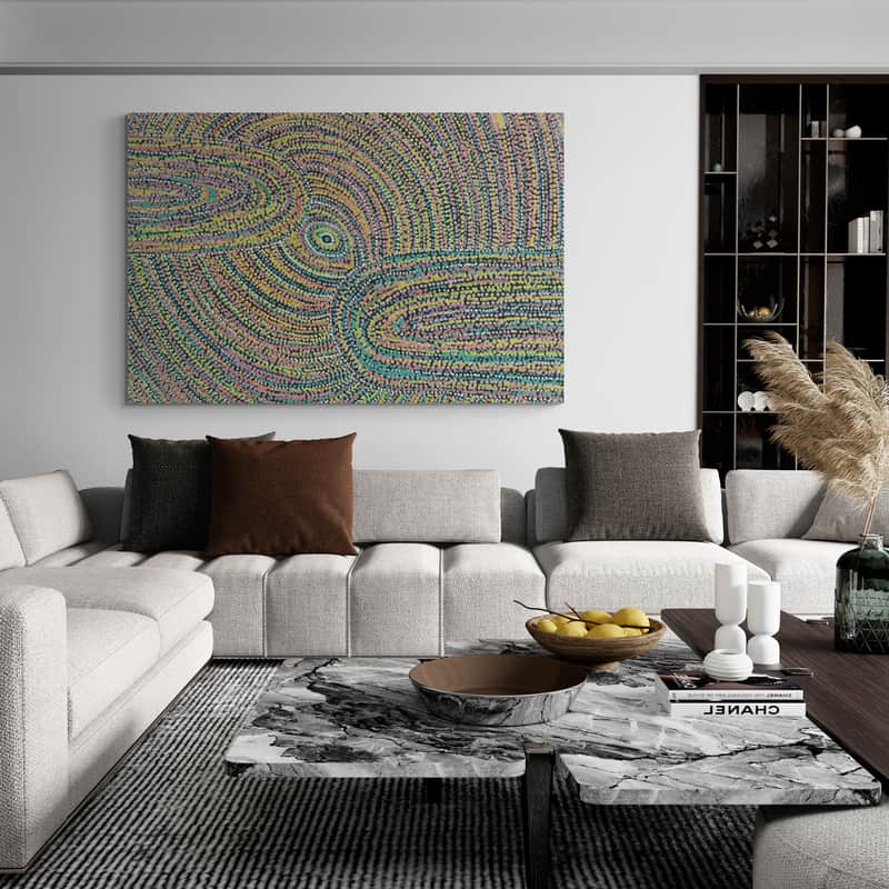 Home Amongst The Wildflowers by Julianne Wade wall art in a living room