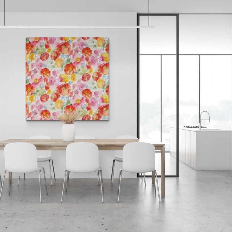 Homegrown Summer Pattern IV by Danhui Nai wall art in a dining room