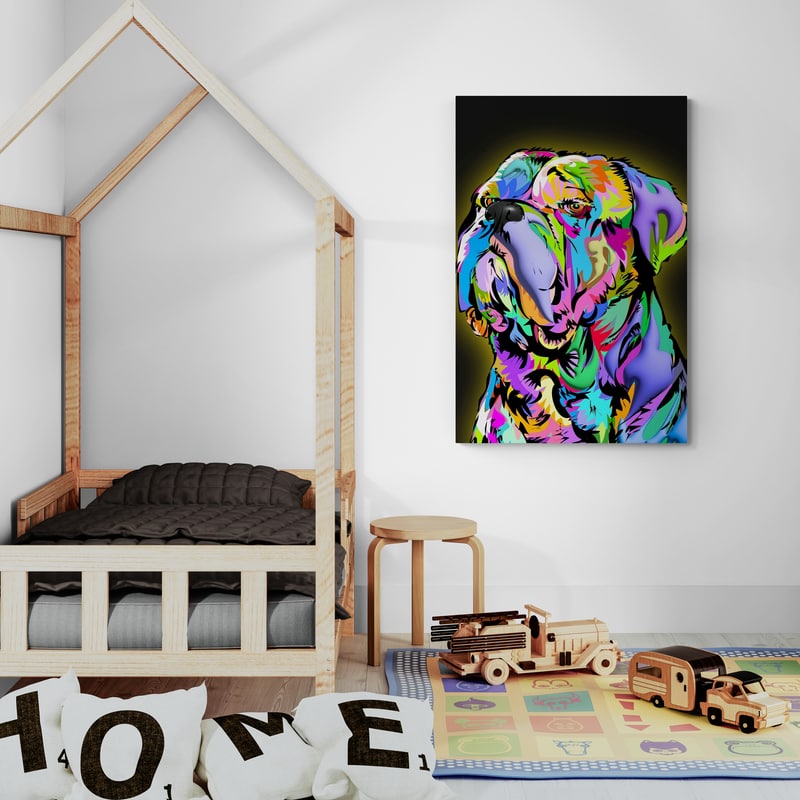 Hound Doggy by Technodrome1 wall art from Glam Wall Art