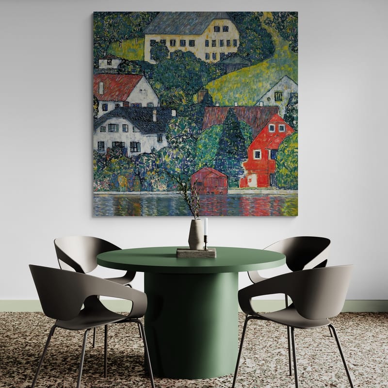 Houses at Unterach on the Attersee by Gustav Klimt wall art from Glam Wall Art