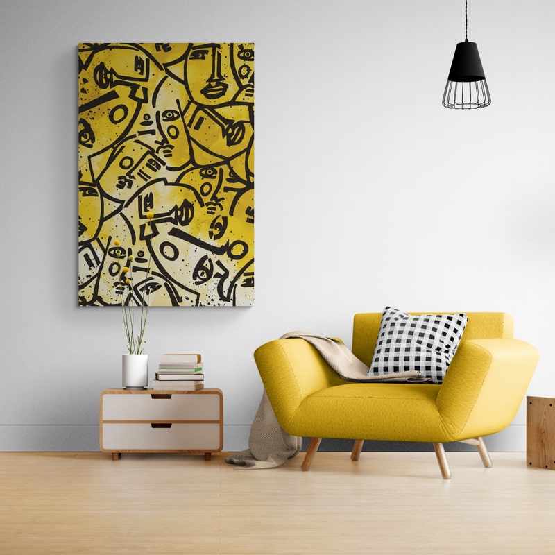 Serving Face by Mercedes Lopez Charro wall art in a living room