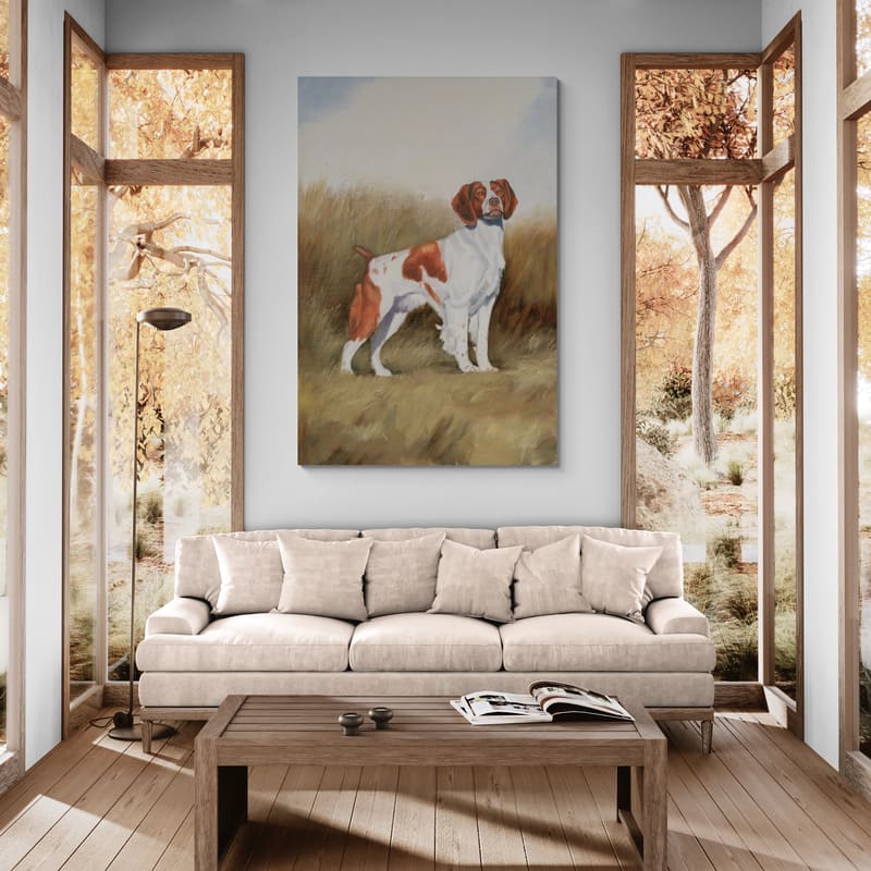 Hunting Dog I by James Wiens wall art in a living room