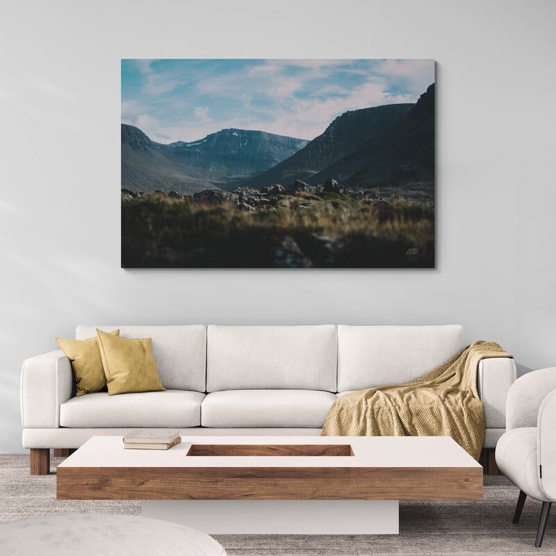 Iceland Hike by Max Blakesberg Studios wall art in a living room
