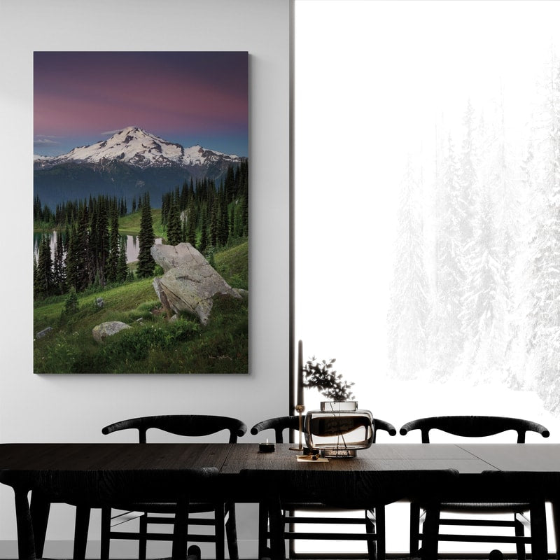 Image Lake Glacier Peak North Cascades by Alan Majchrowicz wall art in a dining room