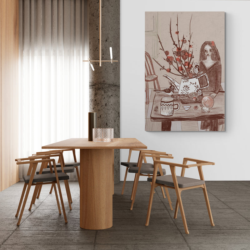 Impressions of Home - Cozy Comfort by Lisha Sun wall art in a dining room