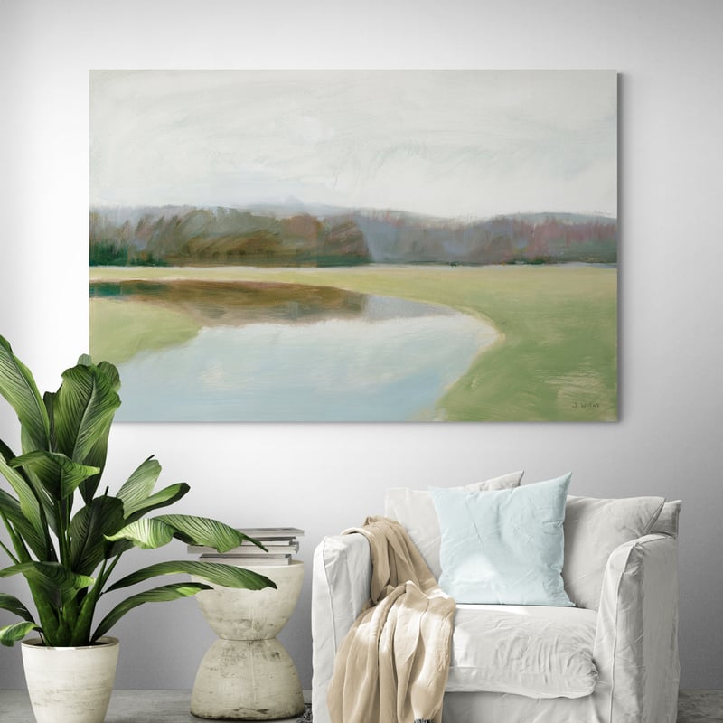 Interior Lake II by James Wiens wall art in a living room