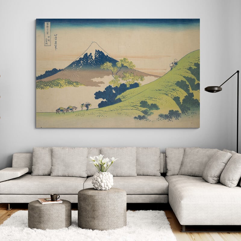 Inume Pass In The Kai Province by Katsushika Hokusai wall art in a living room