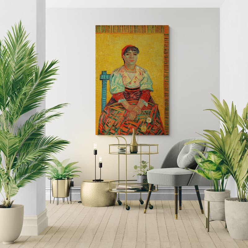 Italian Woman 1887 by Vincent Van Gogh wall art in a living room