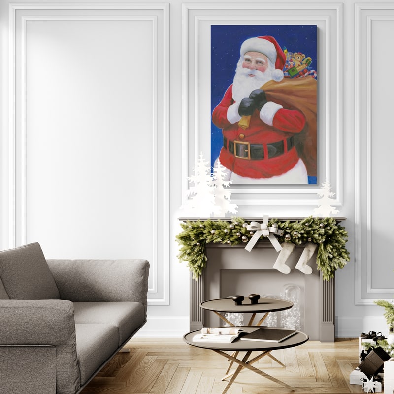 James Santa by James Wiens wall art in a living room