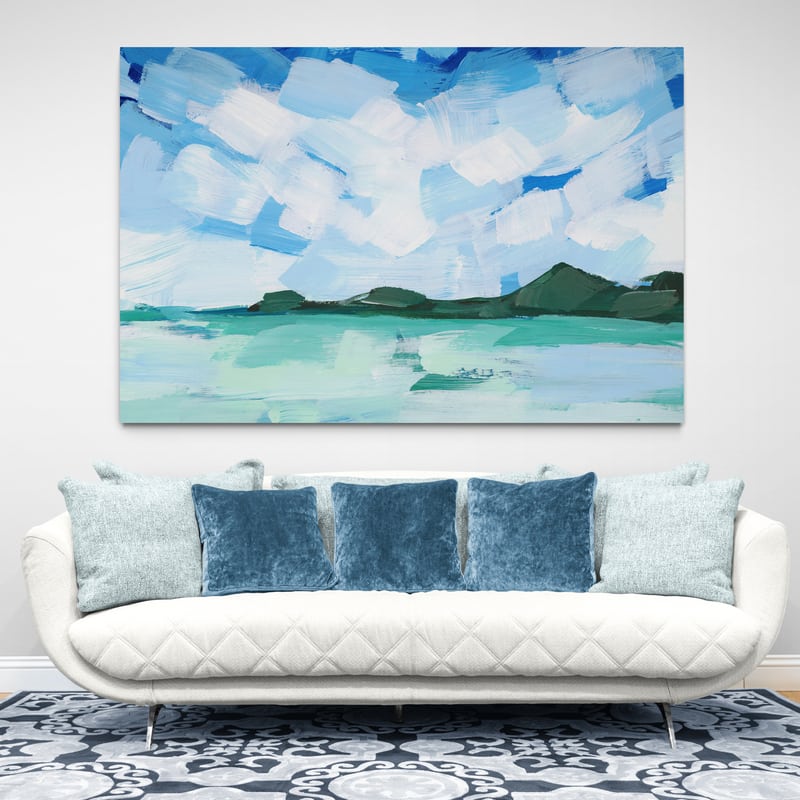Caribbean Drift 3 by Jetty Home wall art in a living room