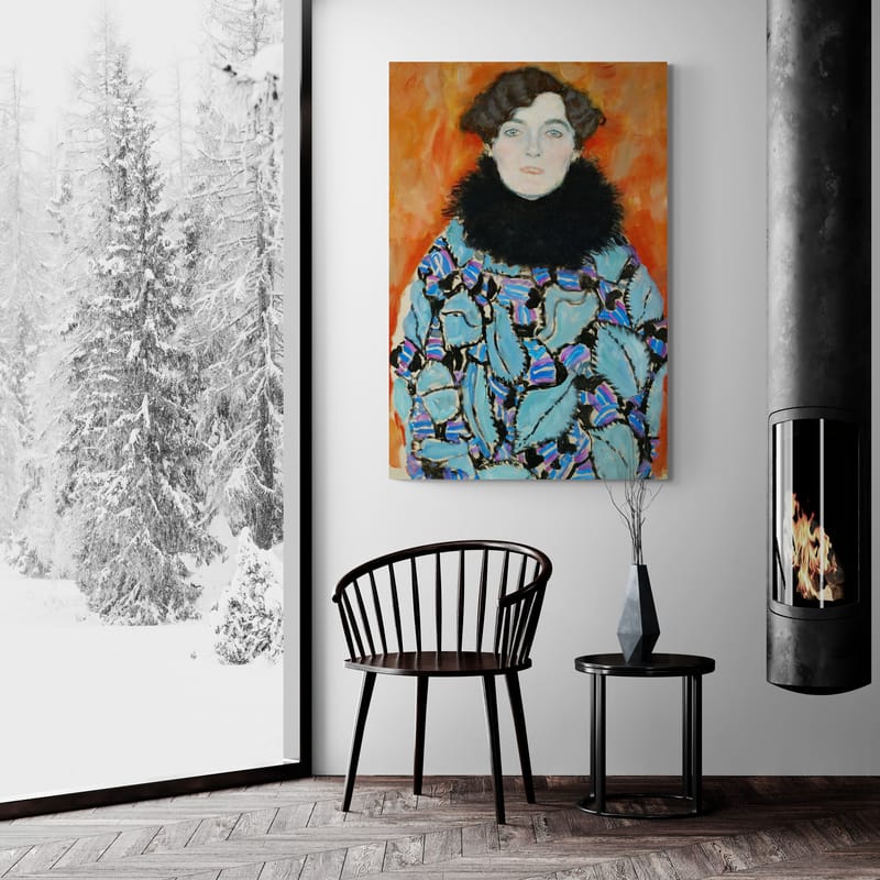 Johanna Staude by Gustav Klimt wall art in a living room