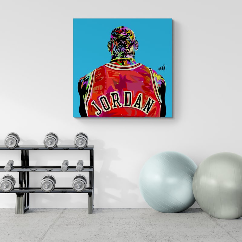 Jordan Back by Technodrome1 wall art in a living room
