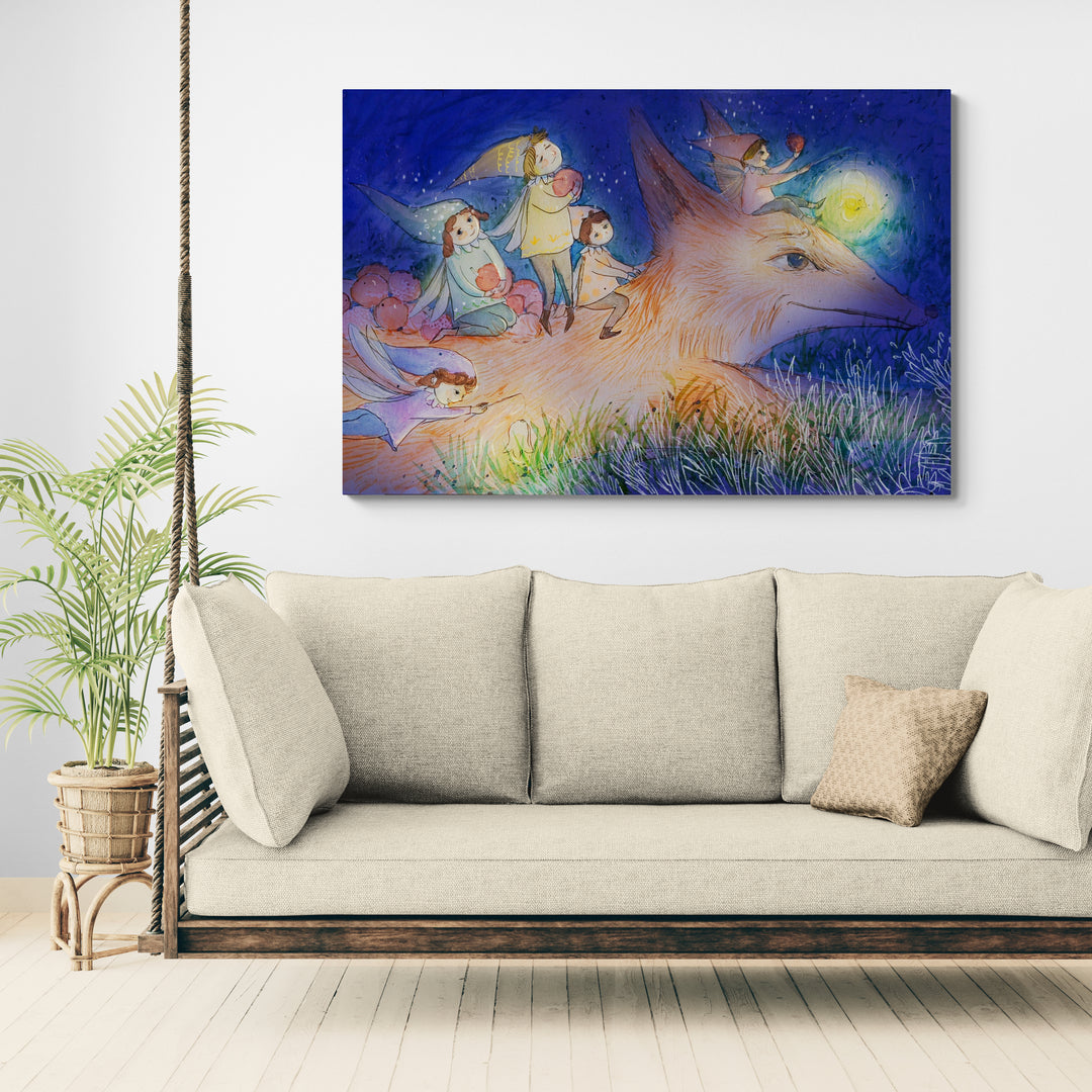 Journey of the Elves 2 by Lisha Sun wall art in a living room