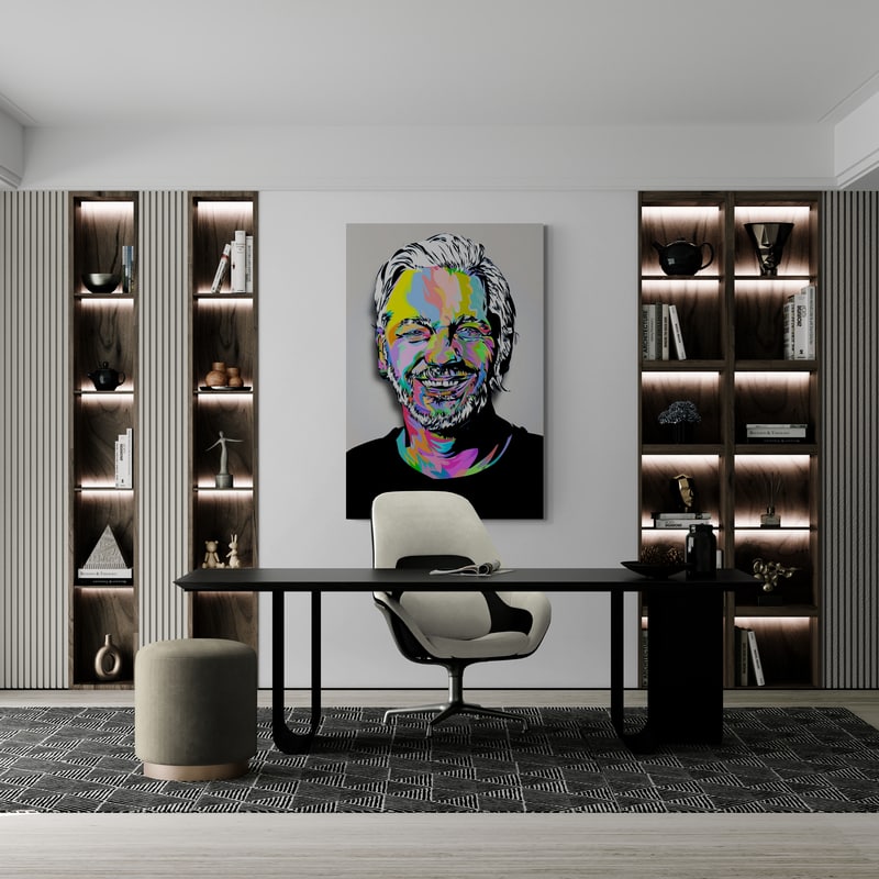 Julian Assange Wikileaks by Technodrome1 wall art in a office