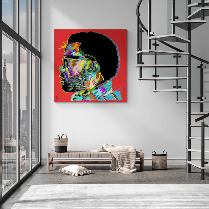 Kanye West by Technodrome1 wall art in a living room