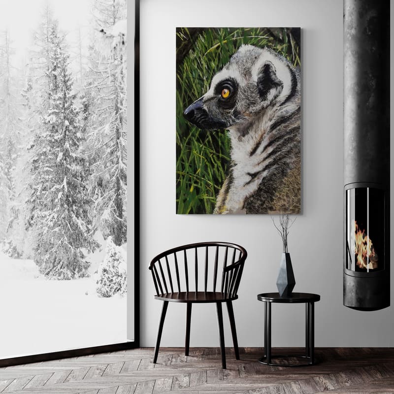 King Julien by Marina Strijakova wall art in a living room