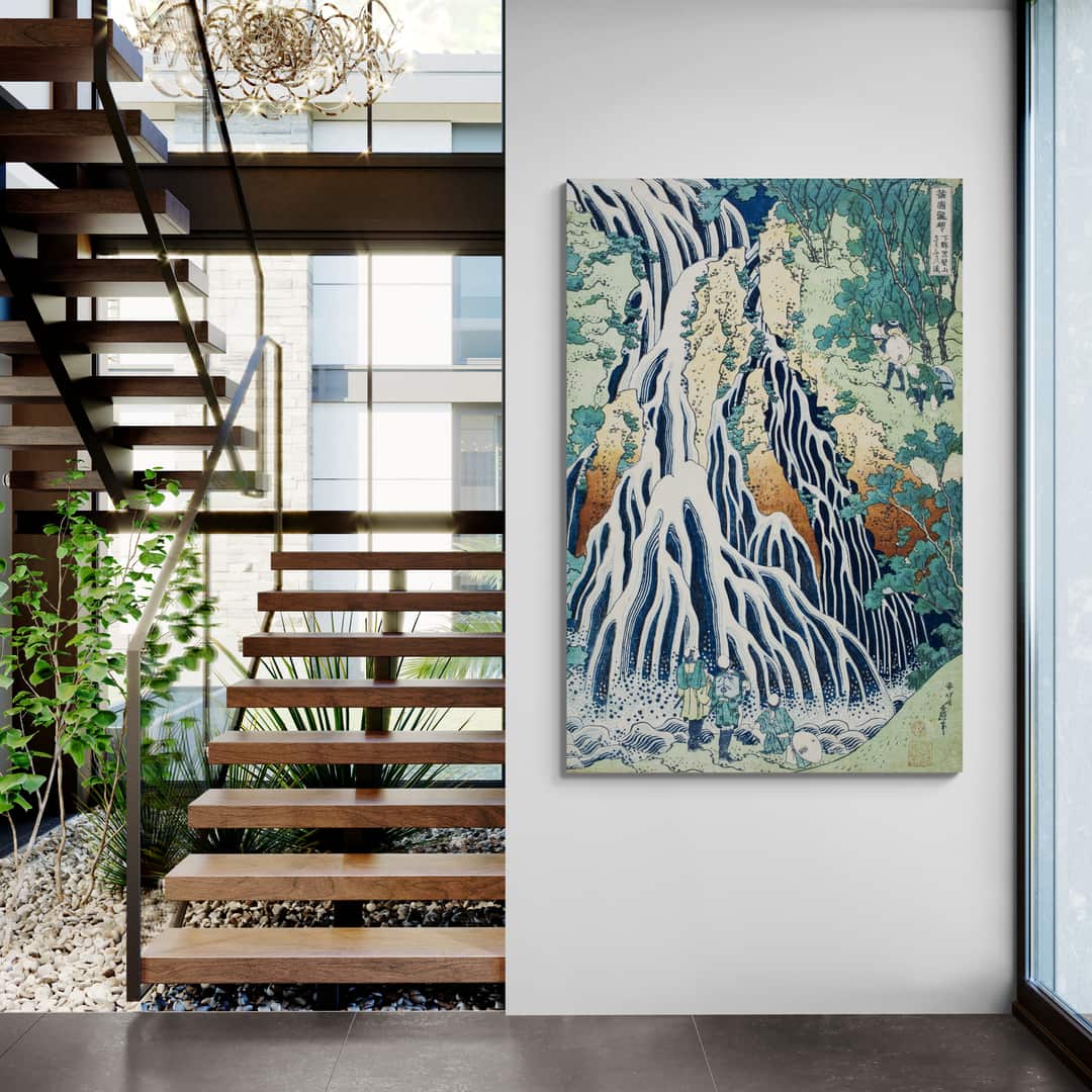 Kirifura Fall in Kurokawa Mountain by Katsushika Hokusai wall art from Glam Wall Art