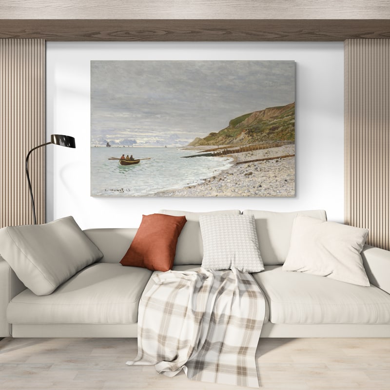 La Pointe de la Hève Sainte-Adresse 1864 by Claude Monet wall art in a living room