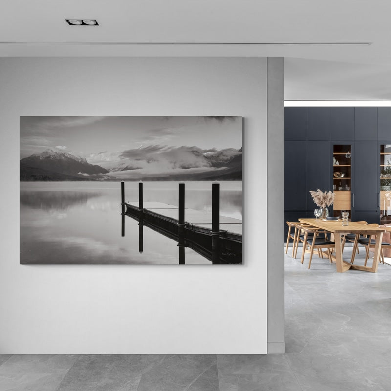 Lake Mcdonald Dock Bw by Alan Majchrowicz wall art from Glam Wall Art