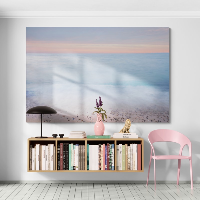 Lake Superior Beach Ii Sunset by Alan Majchrowicz wall art in a hallway