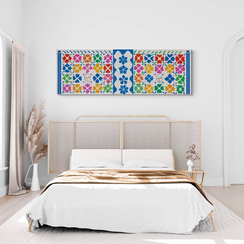 Large Decoration with Masks by Henri Matisse wall art in a bedroom