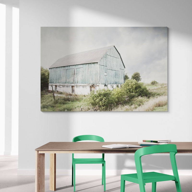 Late Summer Barn I by Elizabeth Urquhart wall art in a dining room