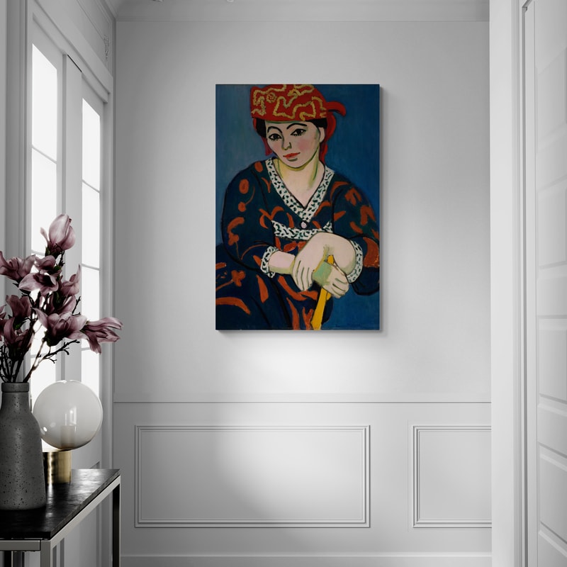 Le Madras Rouge (Red Madras Headdress) by Henri Matisse wall art in a hallway