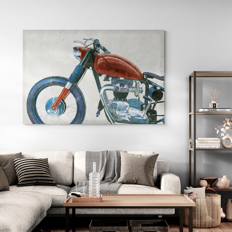 Let's Roll III Grunge by James Wiens wall art in a living room