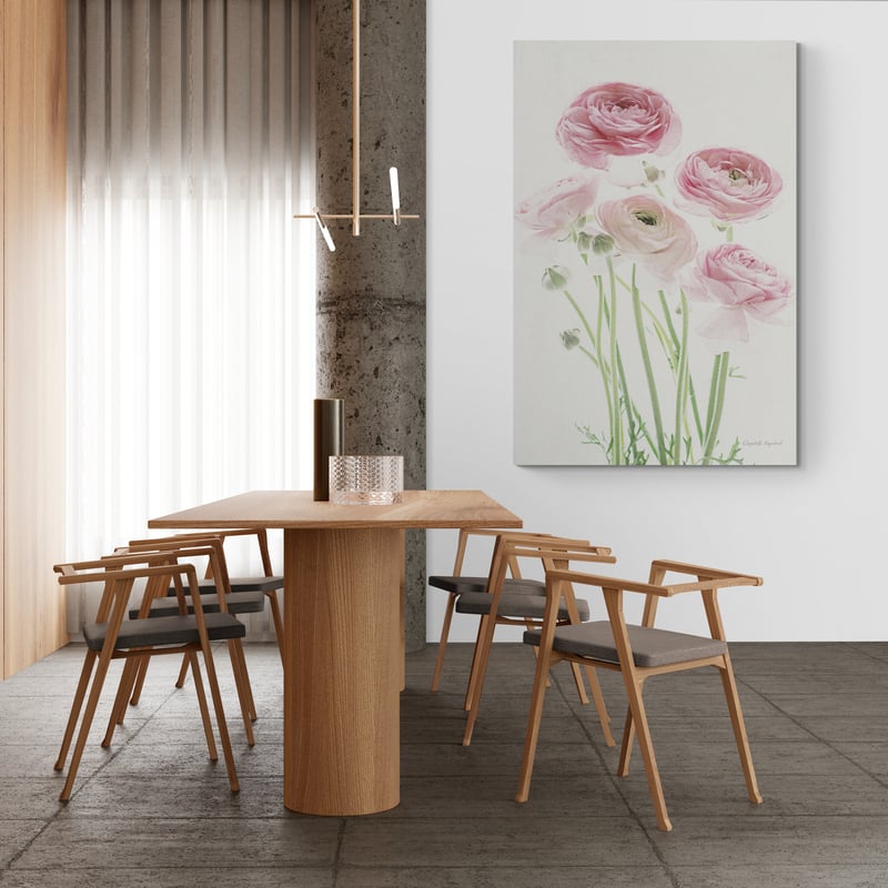 Light and Bright Floral V by Elizabeth Urquhart wall art in a dining room