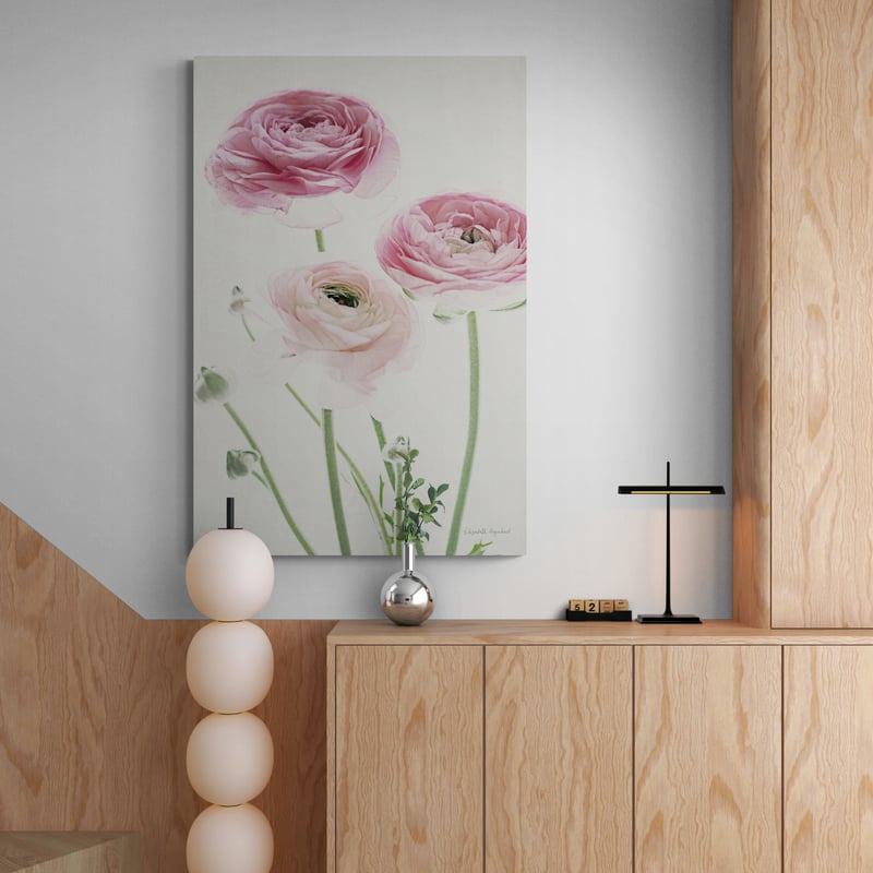 Light and Bright Floral VI by Elizabeth Urquhart wall art in a hallway