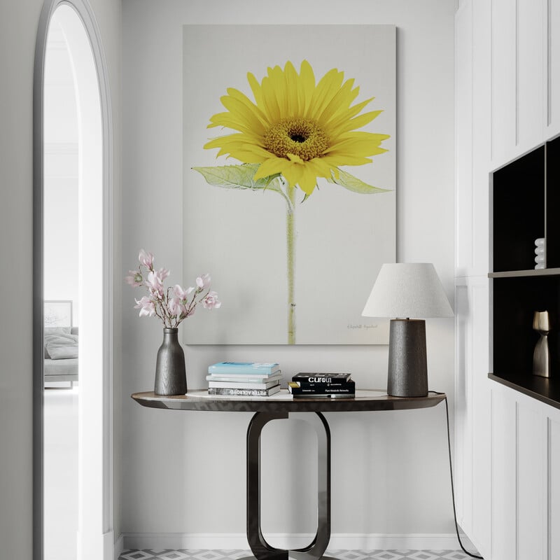 Light and Bright Floral VIII by Elizabeth Urquhart wall art in a hallway