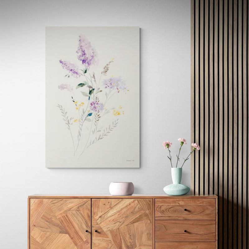 Lilac Season II Pastel by Danhui Nai wall art in a hallway