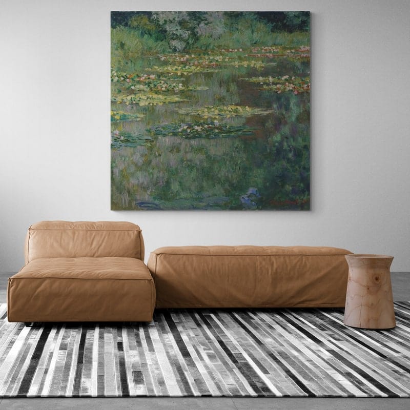 Lily Pond by Claude Monet wall art in a living room