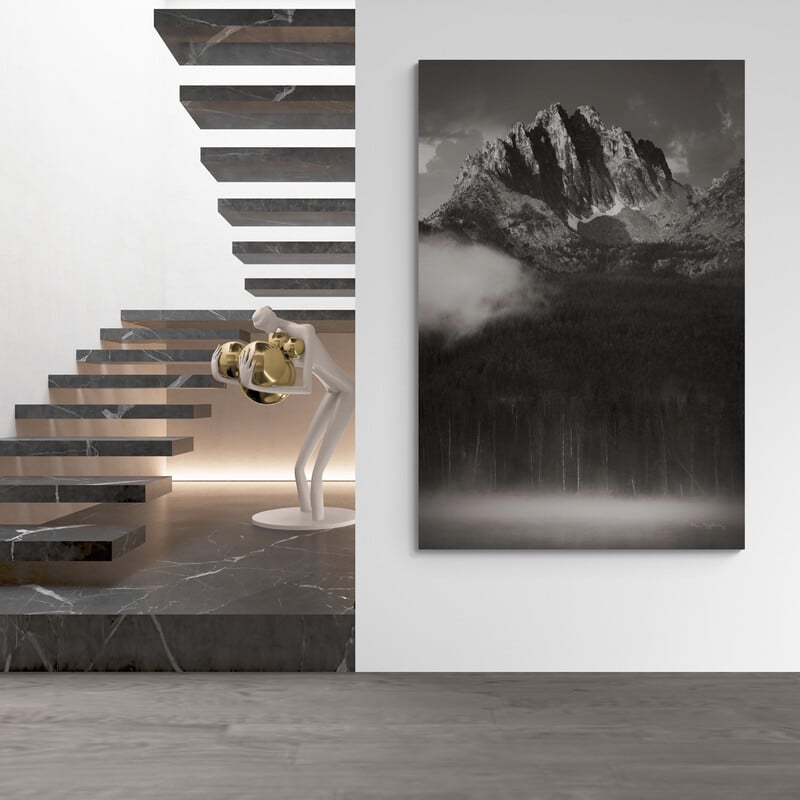 Little Redfish Lake Mist I Crop by Alan Majchrowicz wall art in a hallway