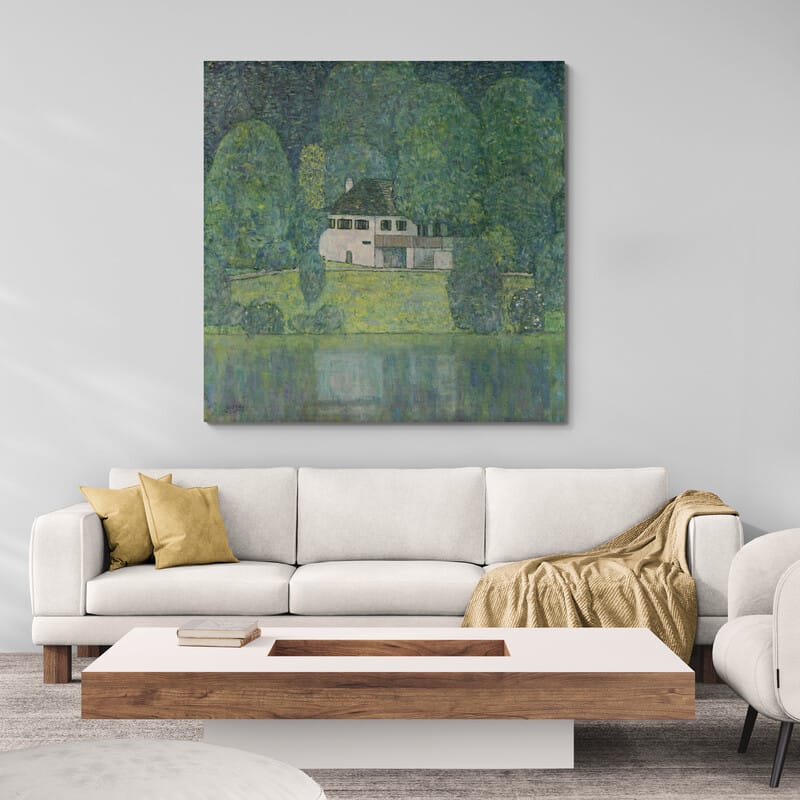 Litzlbergkeller on Lake Atter by Gustav Klimt wall art in a living room