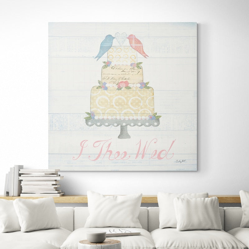 Lovebirds I by Courtney Prahl wall art in a living room