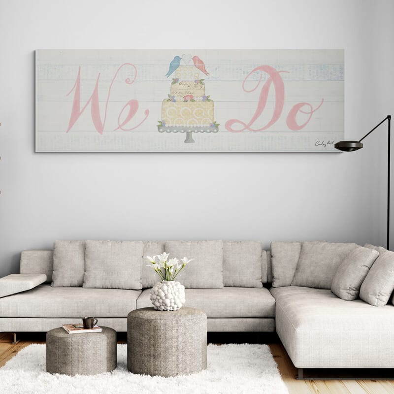 Lovebirds Sign II by Courtney Prahl wall art in a living room