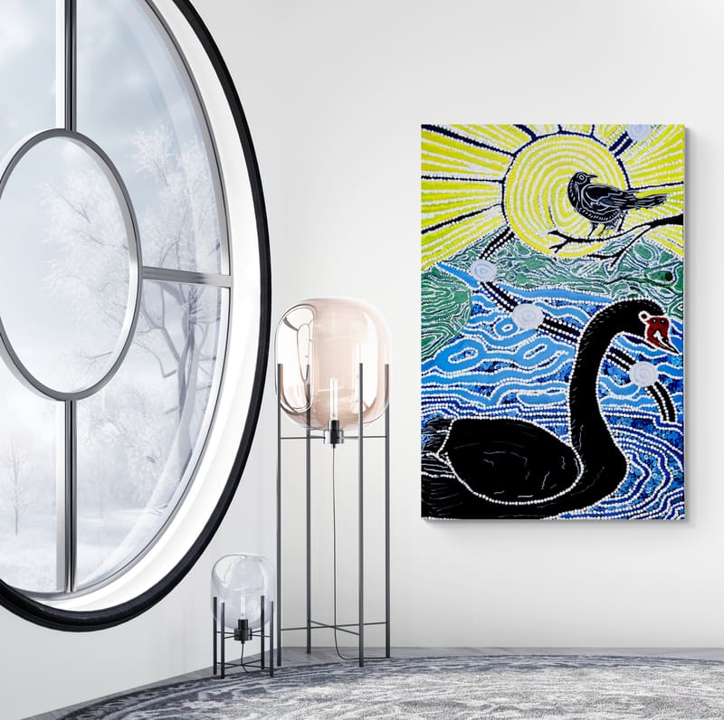 Maali Journey by Julianne Wade wall art in a living room