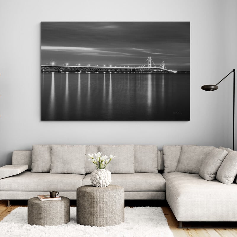 Mackinac Bridge Bw by Alan Majchrowicz wall art from Glam Wall Art