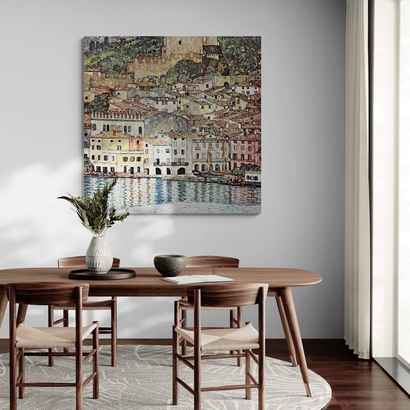 Malcesine am Gardasee by Gustav Klimt wall art in a dining room