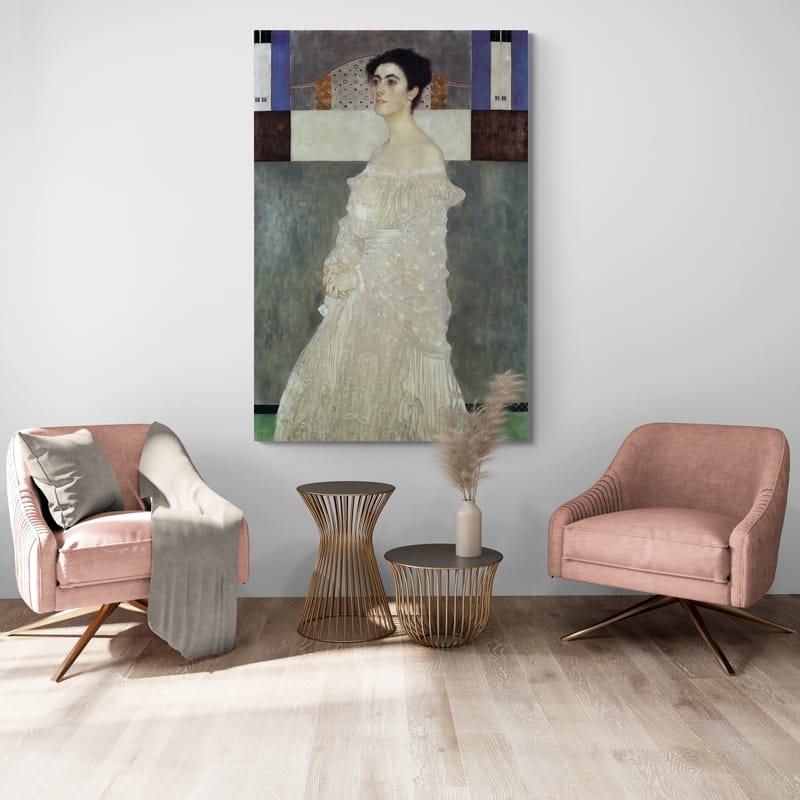 Margaret Stonborough-Wittgenstein by Gustav Klimt wall art in a living room