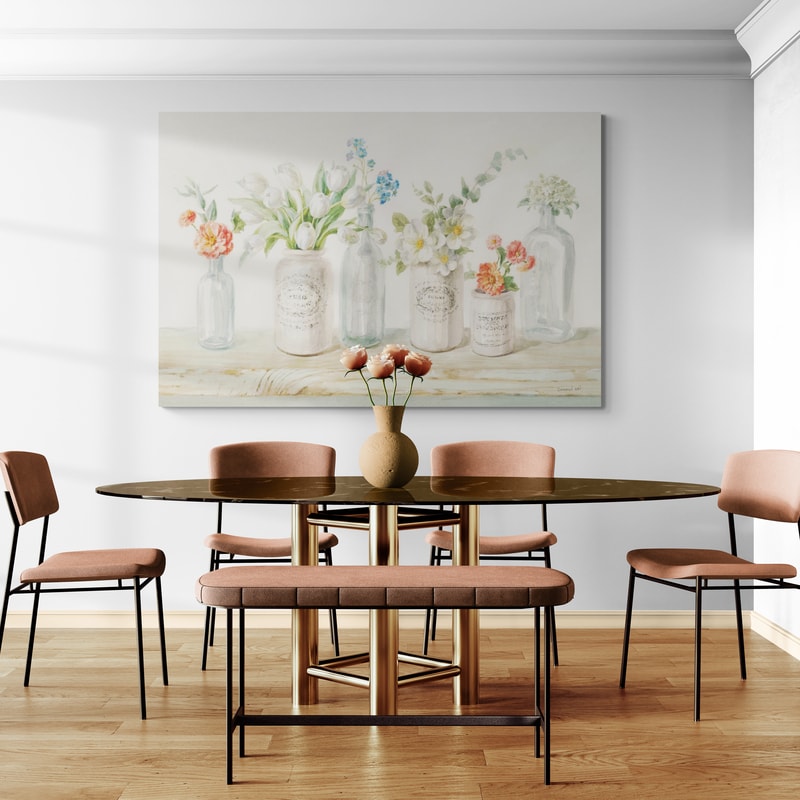 Marmalade Flowers I by Danhui Nai wall art in a dining room