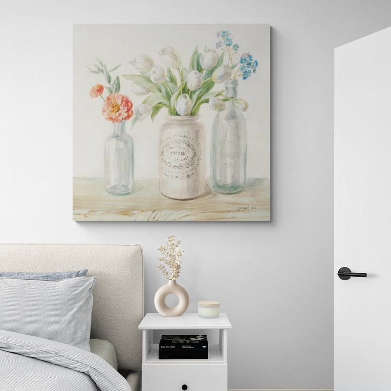 Marmalade Flowers II by Danhui Nai wall art in a bedroom