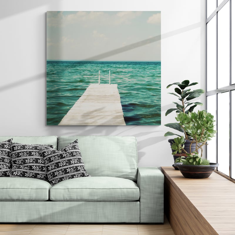 Mint Cottage Days I Crop by Elizabeth Urquhart wall art in a living room