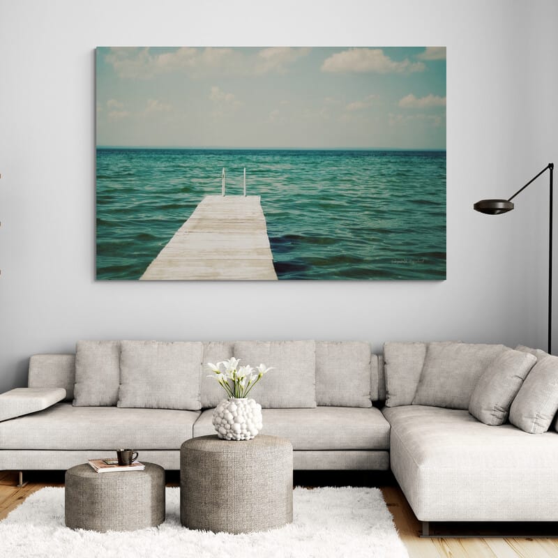 Mint Cottage Days I by Elizabeth Urquhart wall art in a living room