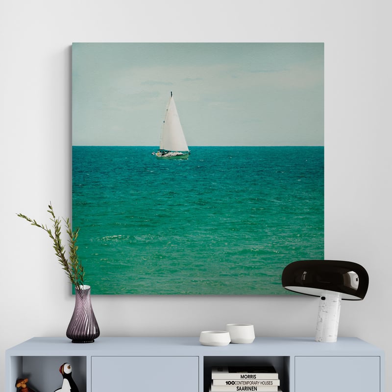 Mint Cottage Days III Crop by Elizabeth Urquhart wall art in a hallway