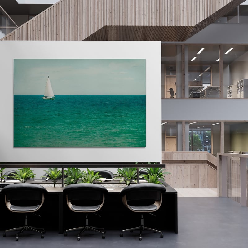 Mint Cottage Days III by Elizabeth Urquhart wall art in a office