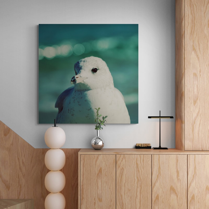 Mint Cottage Days IV Crop by Elizabeth Urquhart wall art in a hallway