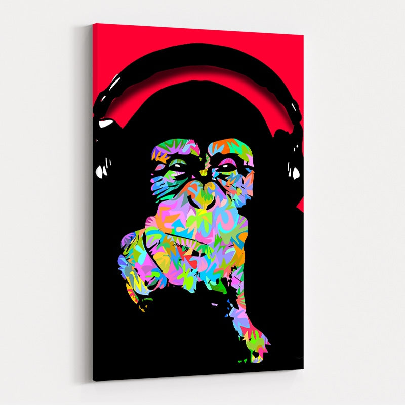 Monkey Headphones by Technodrome1 wall art
