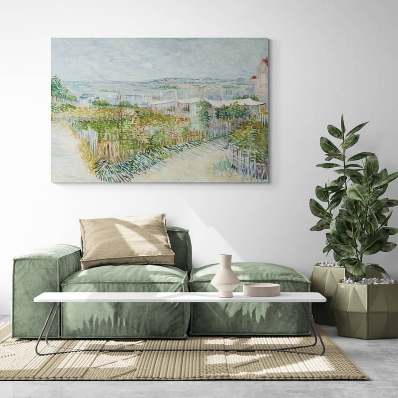 Montmartre Behind the Moulin de la Galette 1887 by Vincent Van Gogh wall art in a living room